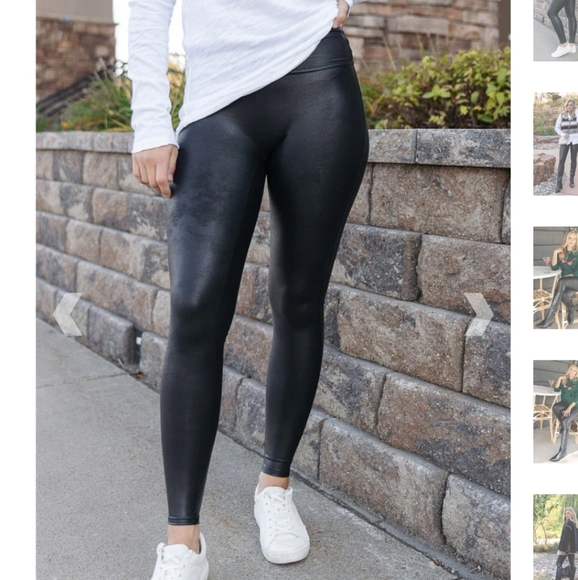 SPANX Faux Leather Legging- Black-sz 2xl Shimmery - Picture 1 of 15